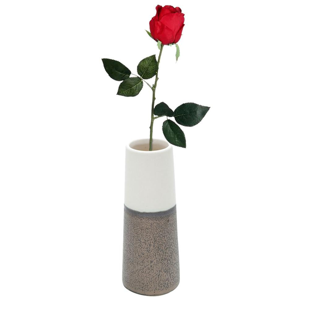 Vaso decorativo cerâmica branco/marrom 6x15cm