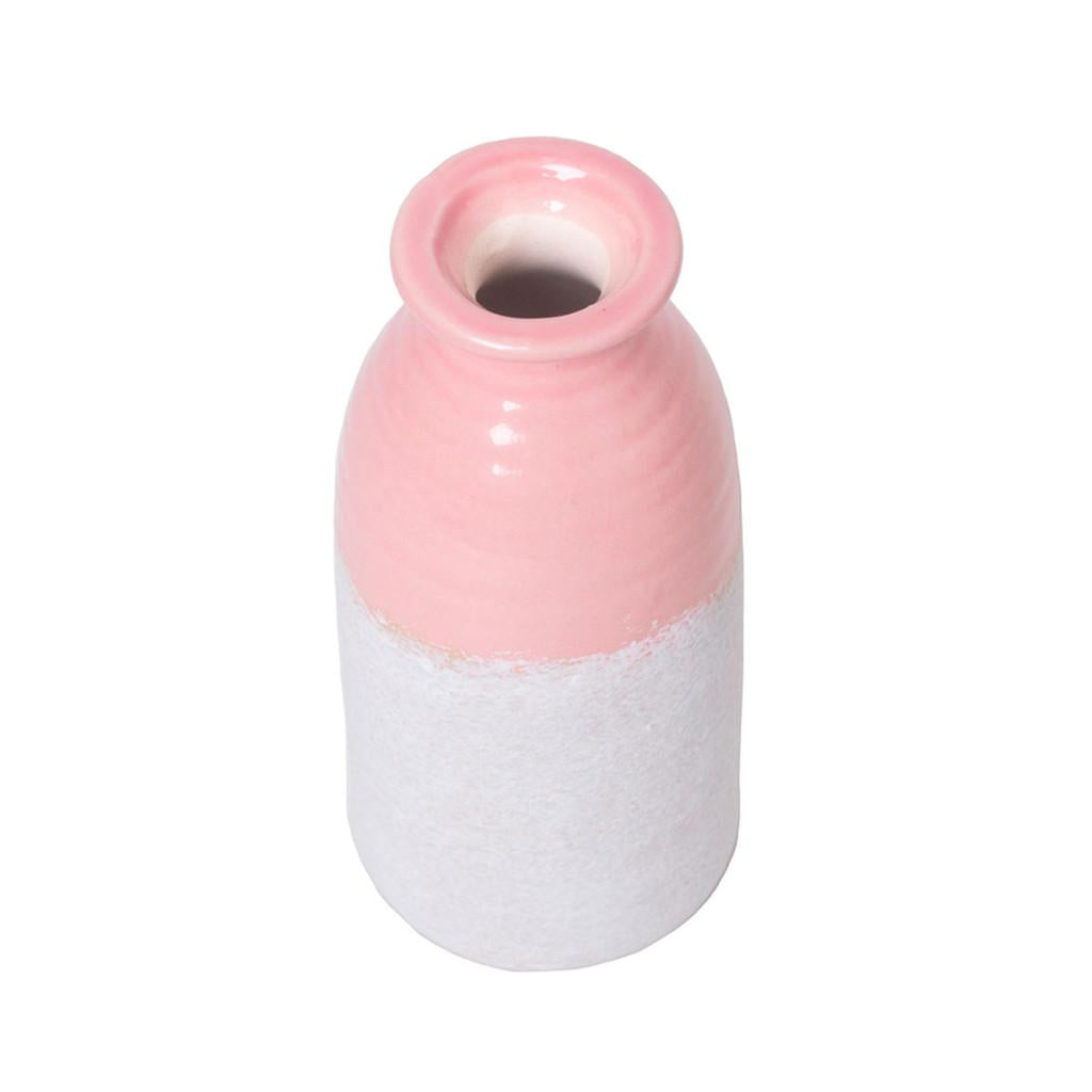 Vaso decorativo porcelana rosa/cinza 7x15cm