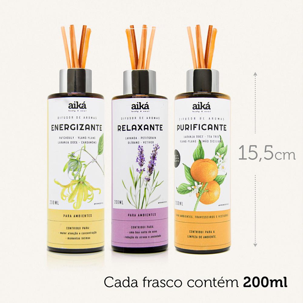 Difusor De Ambiente 200ml Óleos Essenciais Com Varetas Aiká
