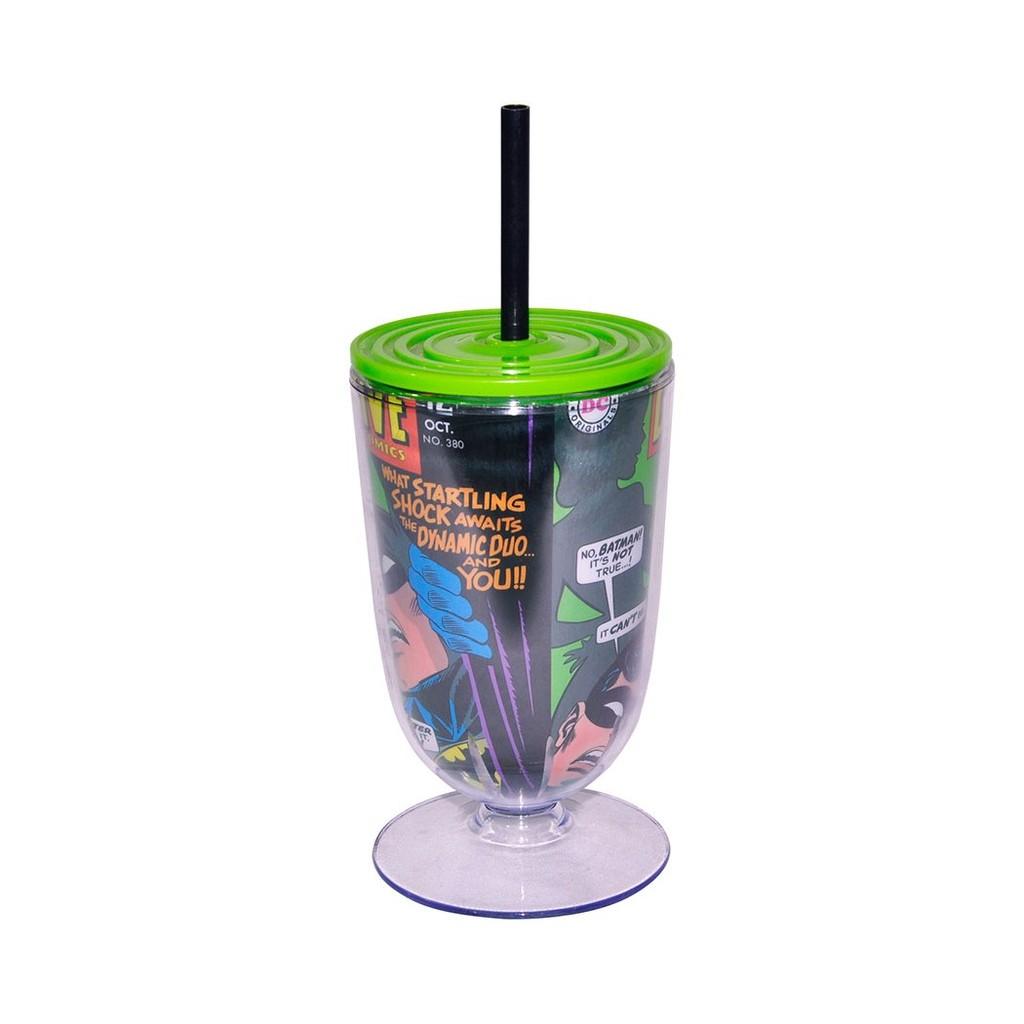 Taça Acrílica Dco Batman And Robin Comics Cover Fd Verde