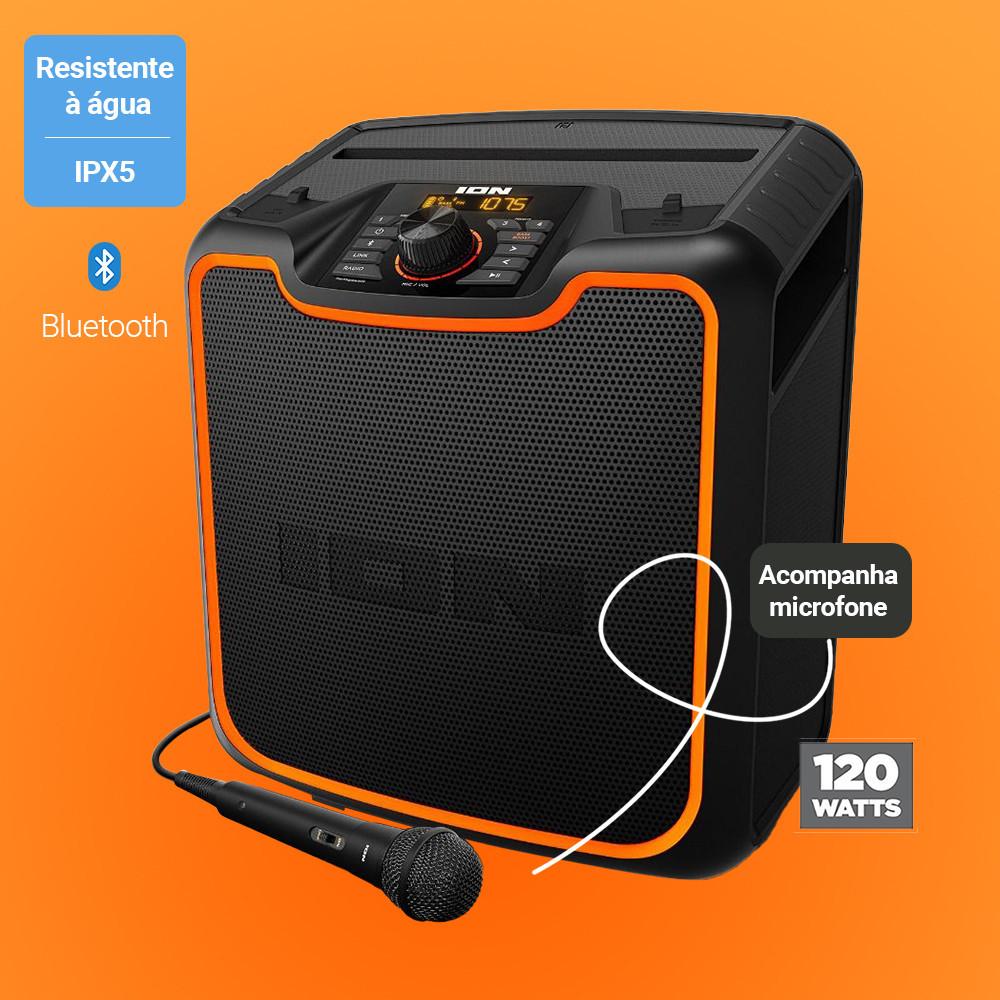 Alto Falante Portátil Sem Fio 120 Watts IPX5 Resistente A Água Com Microfone