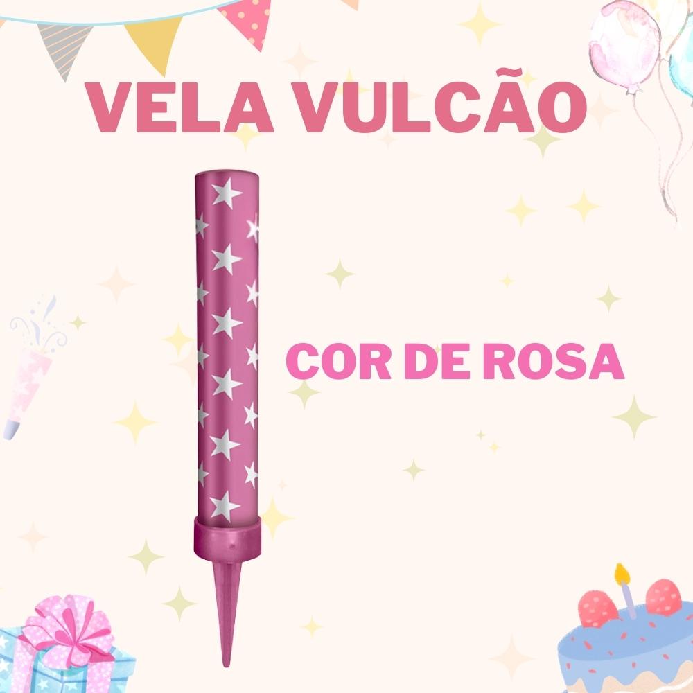 Vela Aniversário Vulcão Chama Foguete Cascata - Silver Festa