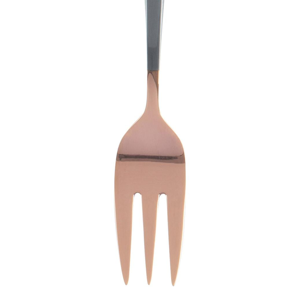 Conjunto com 6 garfos em aço inox para bolo Pisa rosé gold/preto