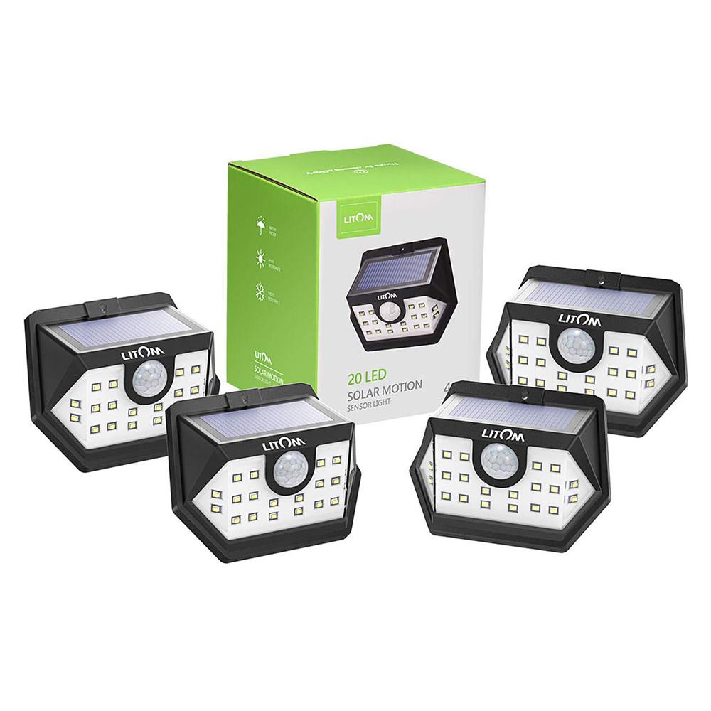 Conjunto 4 Luminárias LED LITOM X001-SOULX3 energia Solar c/ acionamento por movimento