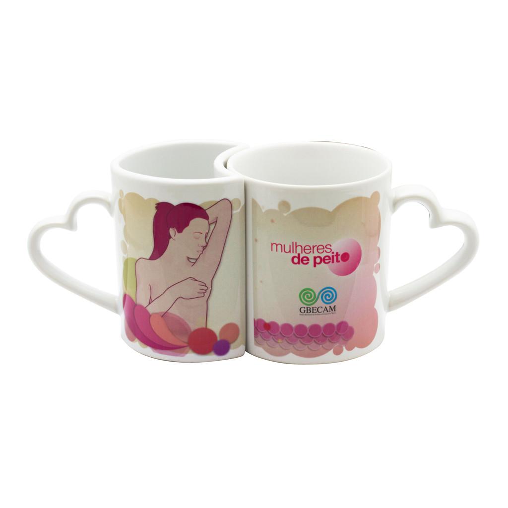 Caneca ´´Casal´´ em cerâmica branca