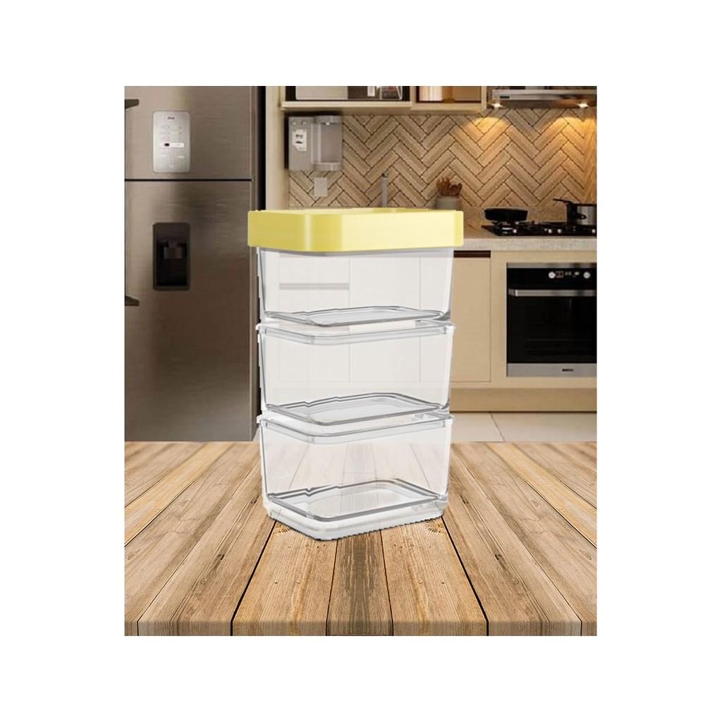 Pote Clear Micro Trio 6,2 x 8 x 13 cm 300 ml - Amarelo Soft Coza