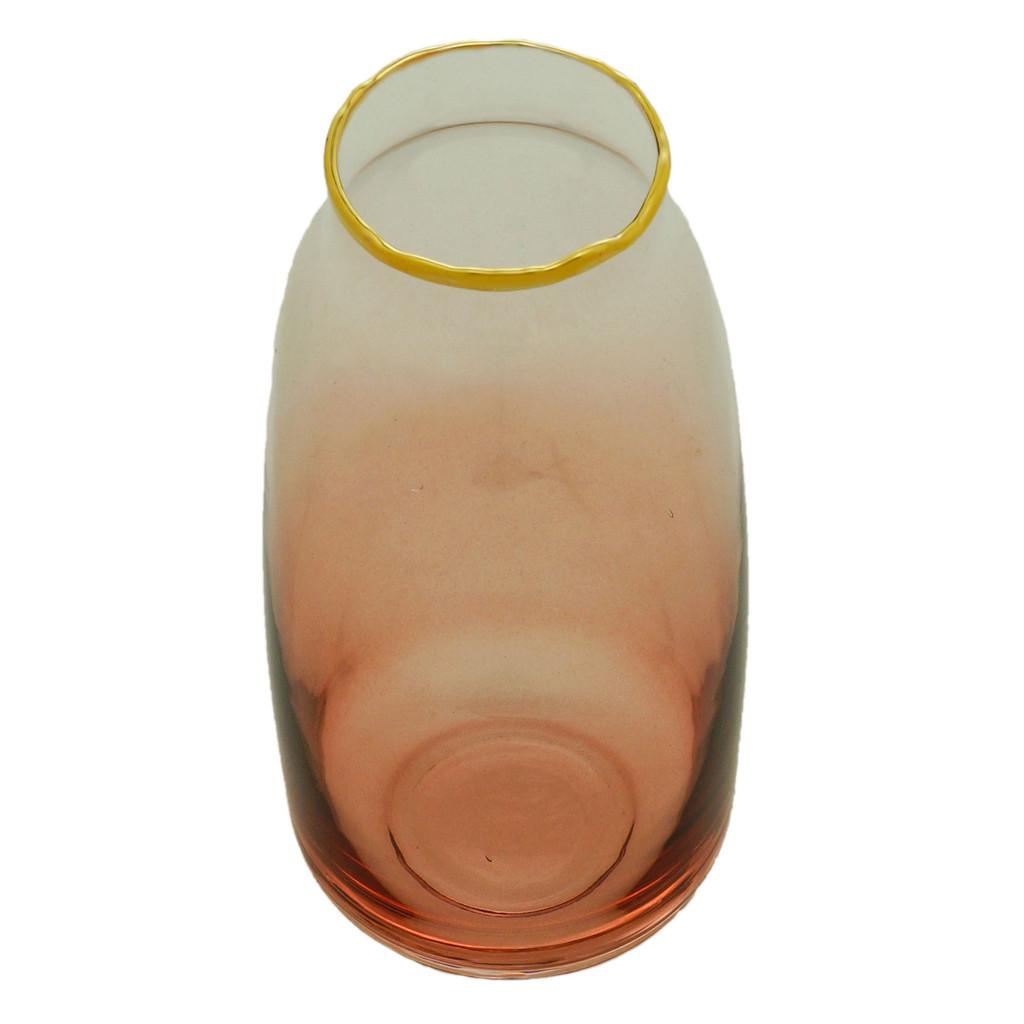 Vaso Ombré de Vidro Transparente em Degradê cor Coral 8 cm x 17 cm
