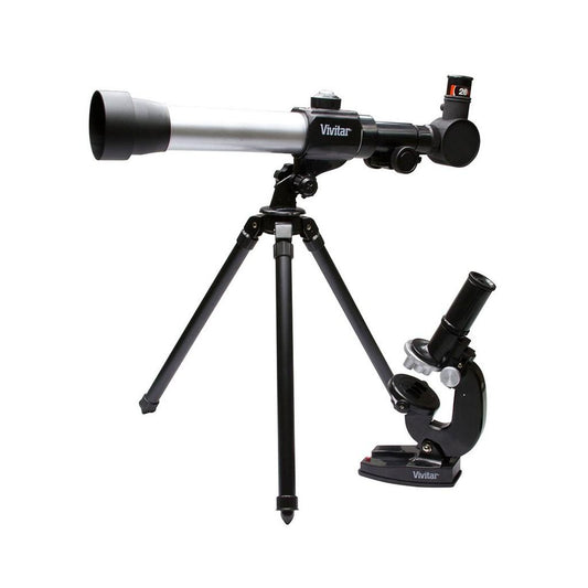 Conjunto de Telescópio 40 x,Tubo 400 mm eTripé + Microscópio 600x, 6 Lâminas e Acessóros