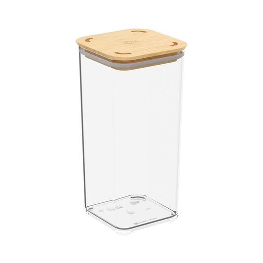 Pote Hermético Quadrado 1,2L Tampa Bambu BPA Free Coza Prático E Moderno