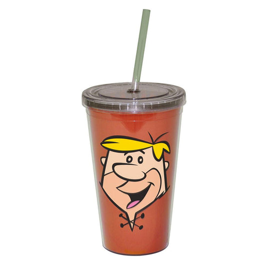 Copo Plástico Com Tampa E Canudo Hb Flinstones Barney Fd