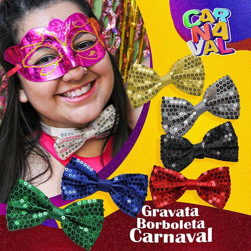 Chapéu Malandro Carnaval Mais Gravata Borboleta Look Brilhante