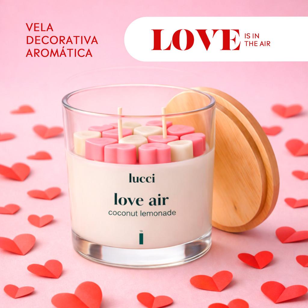 Vela Decorativa Aromática Love Vidro Com Tampa Madeira 250g