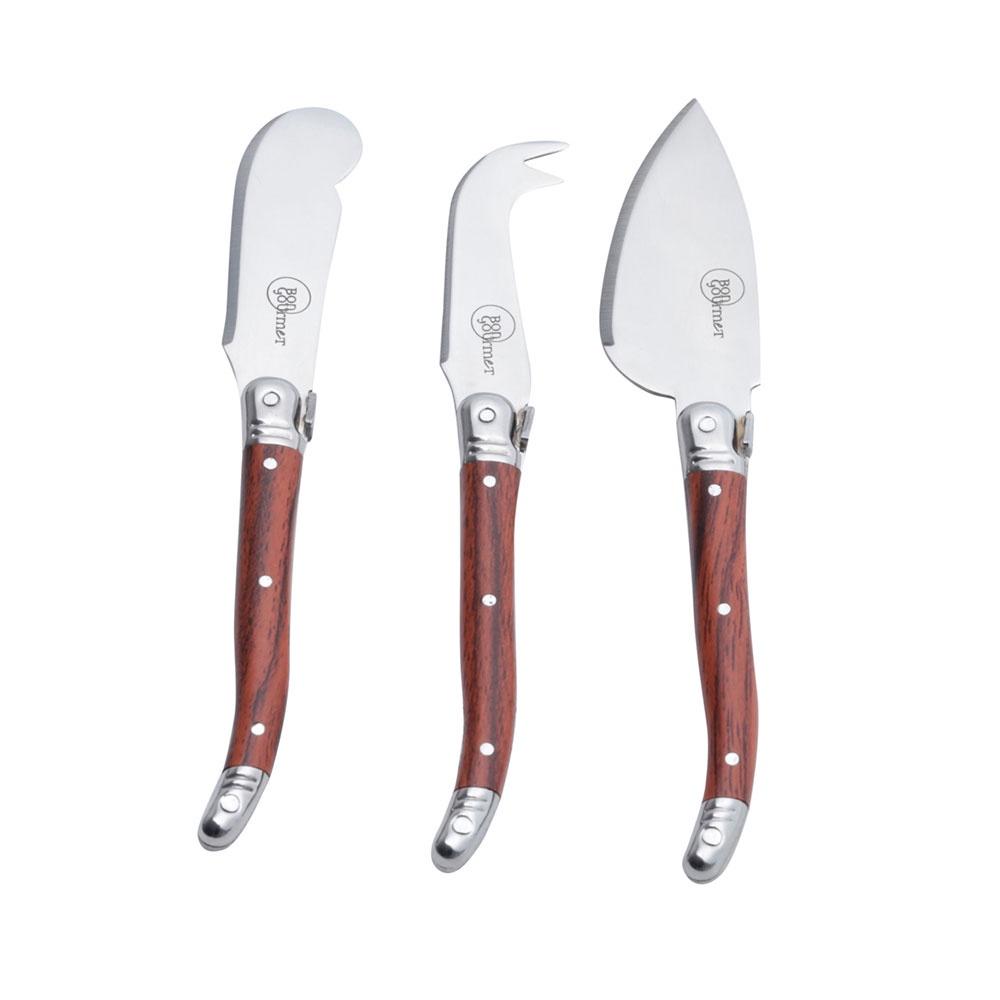 Cj 3 Peças de Aço Inox para Queijo com cabo Plástico