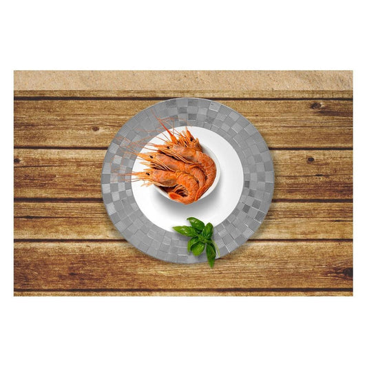 Conjunto com 6 pratos fundos porcelana super white Vera silver 22x4cm