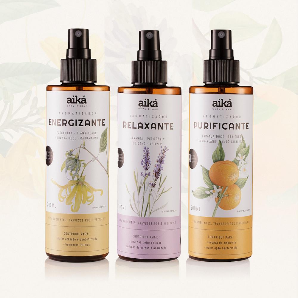 Aromatizador De Ambiente Spray 200ml Óleos Essenciais Aiká