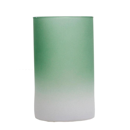 Vaso de Vidro Degradê Verde/Branco 9 cm x 9 cm x 15 cm