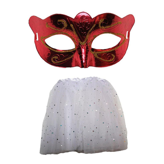 Kit Máscara De Carnaval Mais Saia De Tule 40cm Look Perfeito