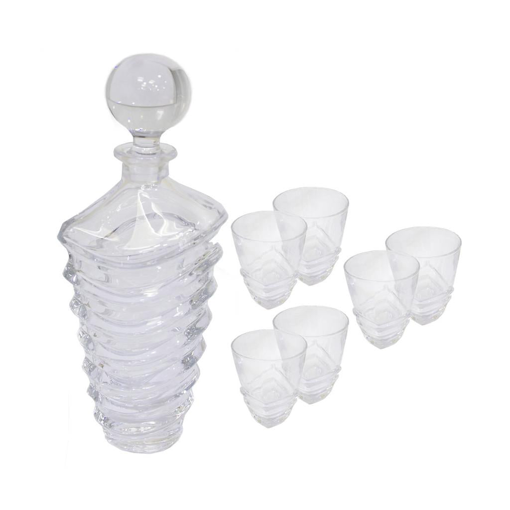 Conjunto com 1 garrafa 750ml e 6 copos 280ml cristal ecológico Wave