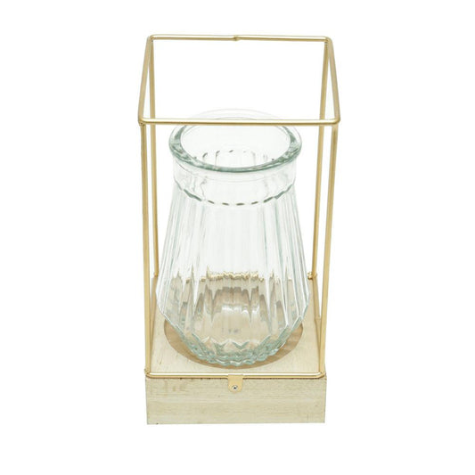 Luminária com Led Dourada 13 X 13 X 25 Cm