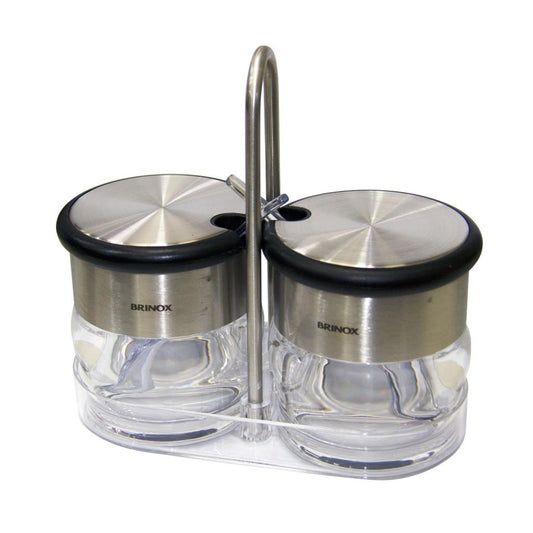 Conjunto 2 peças porta condimentos 110ml 15,2 x 7,5 x 4,8 cm com colher