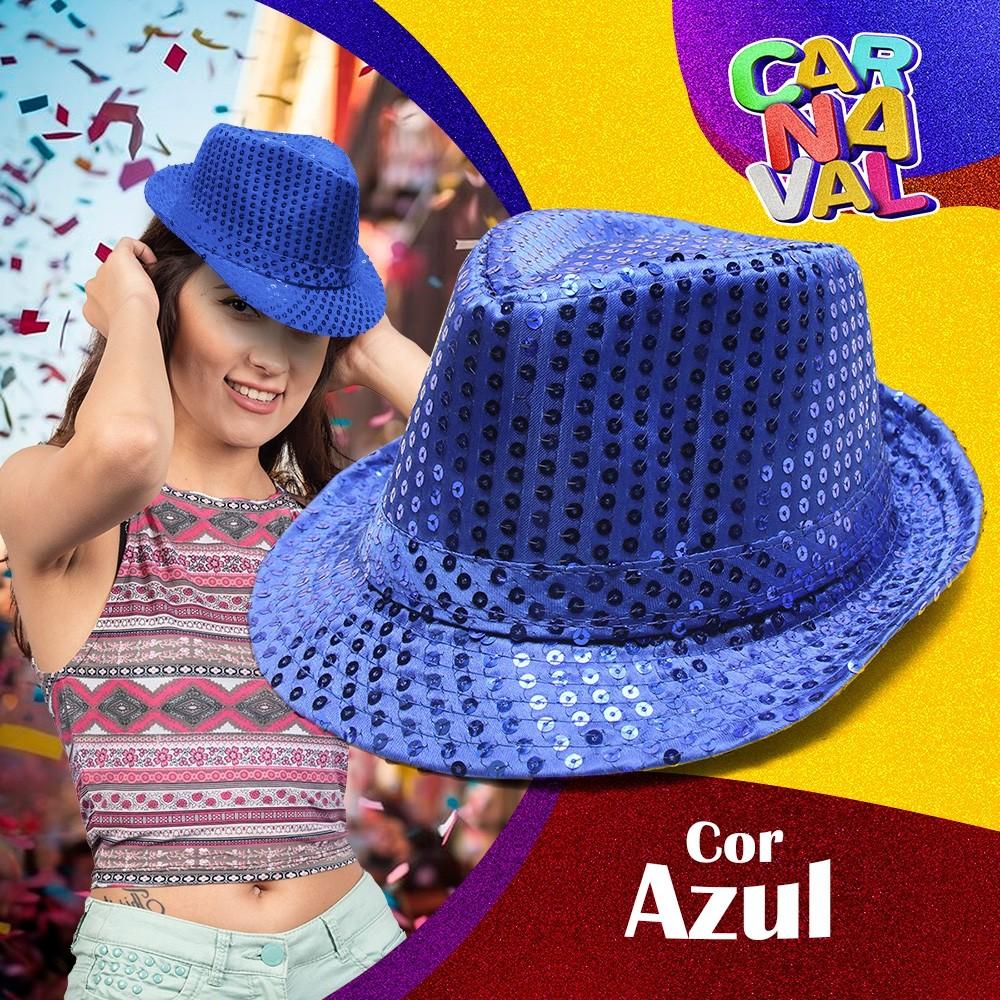 Chapéu Malandro Carnaval Mais Gravata Borboleta Look Brilhante