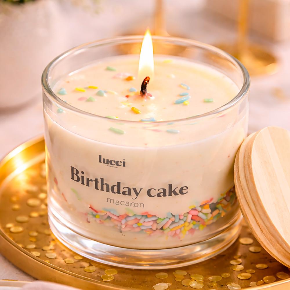 Vela Decorativa Aromática Birthday Cake Vidro Com Tampa 250g