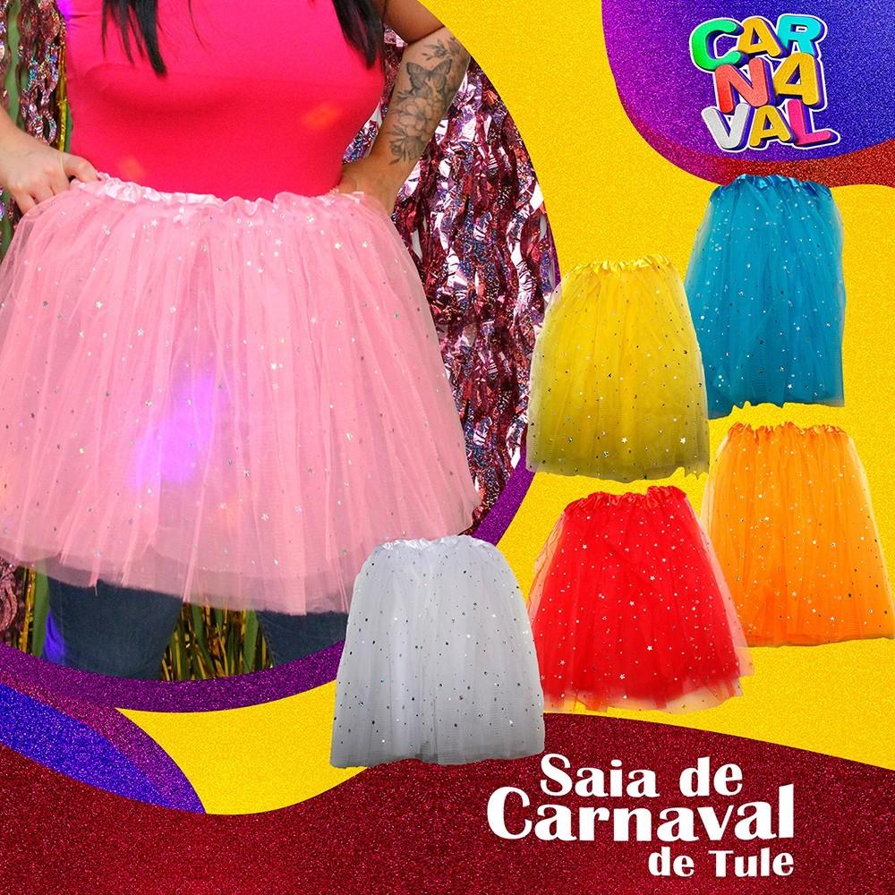 Kit Máscara De Carnaval Mais Saia De Tule 40cm Look Perfeito