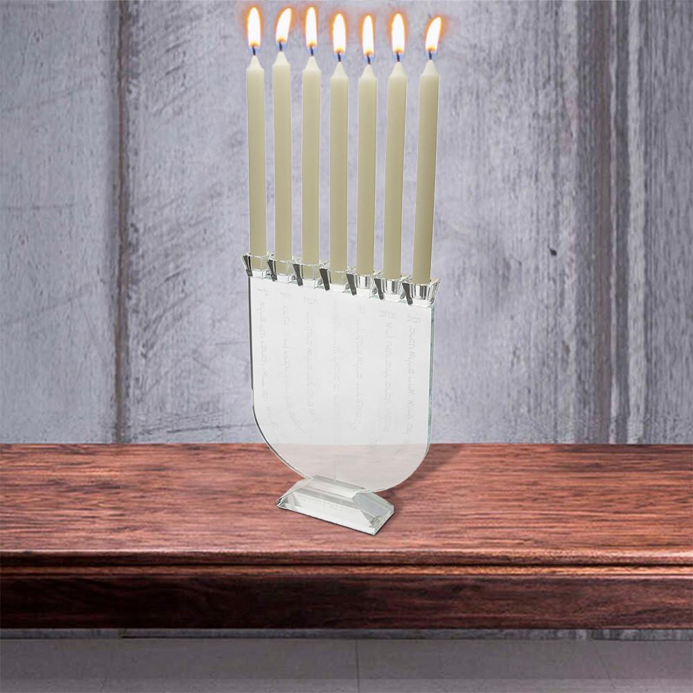 Menorah cristal óptico p/7 velas 34cm