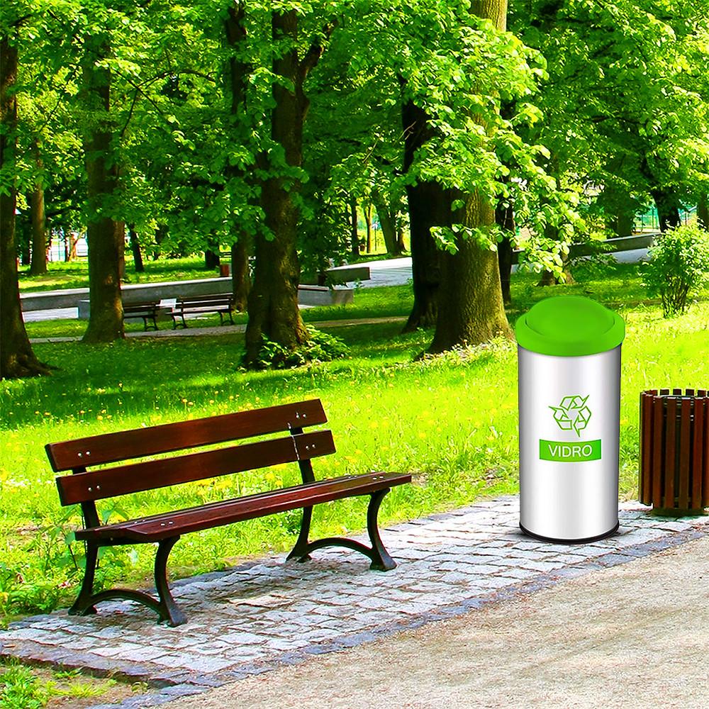 Lixeira Seletiva Vidro Tampa Basculante 40,5L