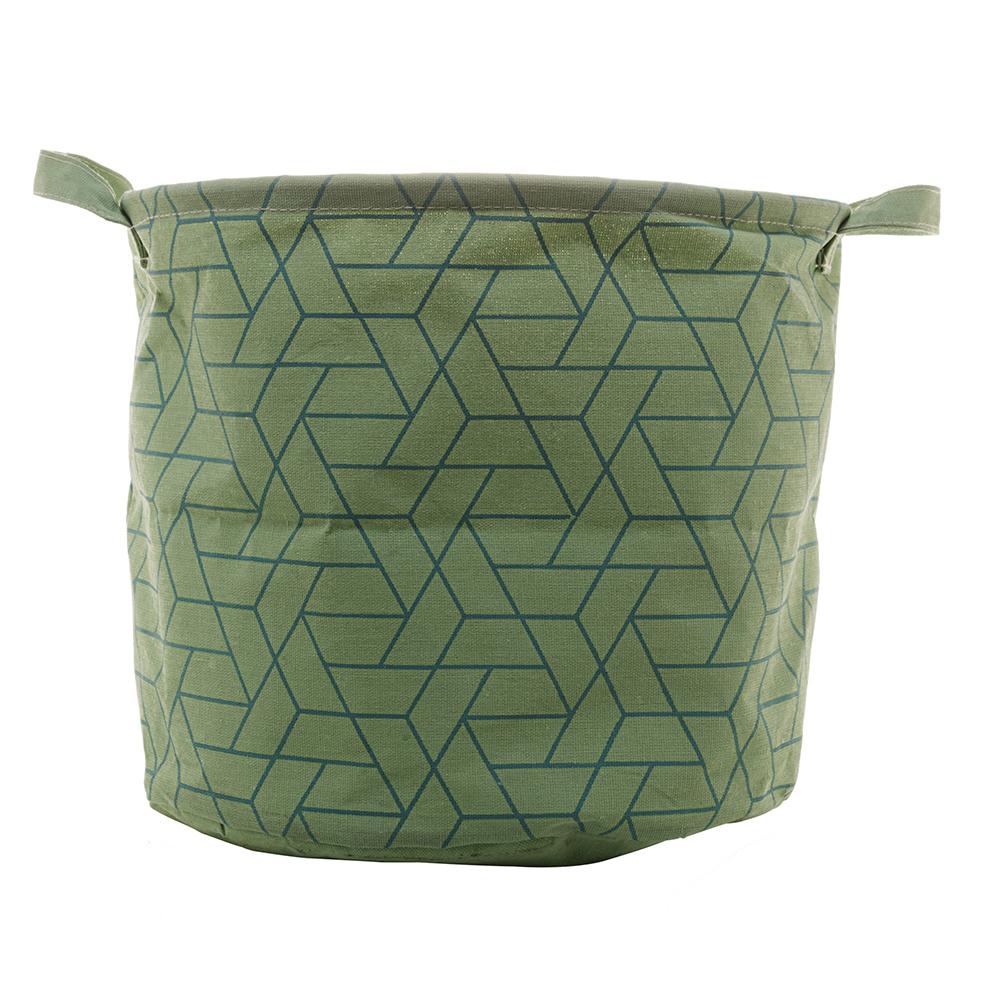 Cesto organizador de poliéster redondo chevron verde 33x28cm