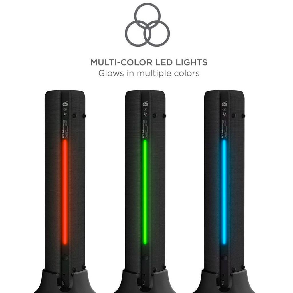 Caixa de Som sem fio, iluminação LED, microfone, App e bateria recarregável - preta