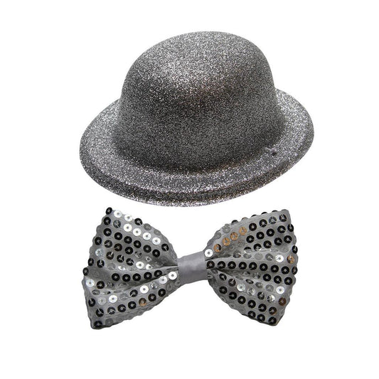 Mini Chapéu Glitter Mais Gravata Borboleta Brilhe No Carnaval