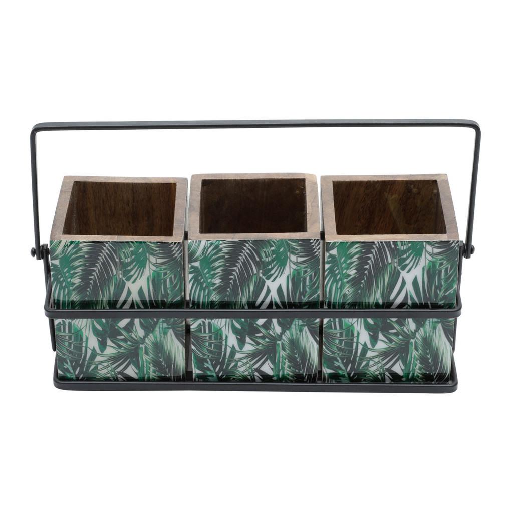 Porta talher em madeira Leaf 25x9x11cm