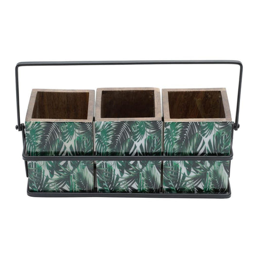 Porta talher em madeira Leaf 25x9x11cm