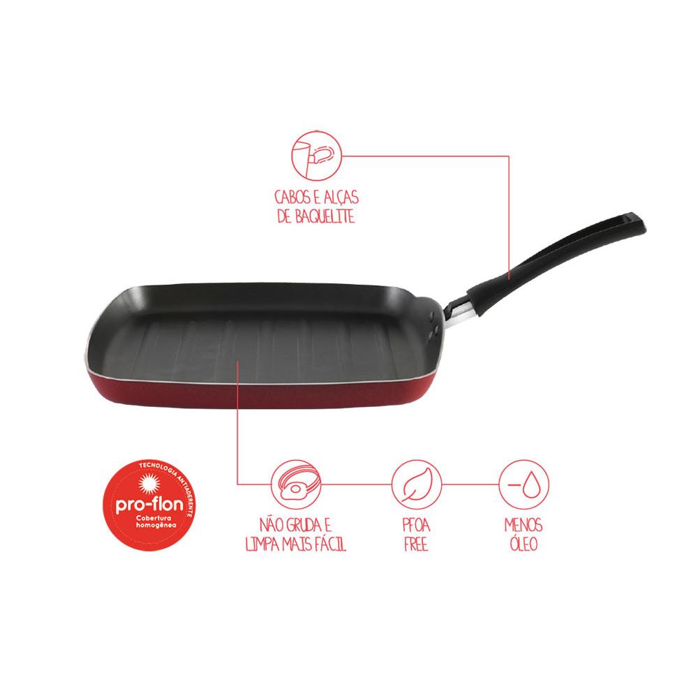 Grill Brinox 24X24X2,3Cm 0,75L Garlic Vermelho