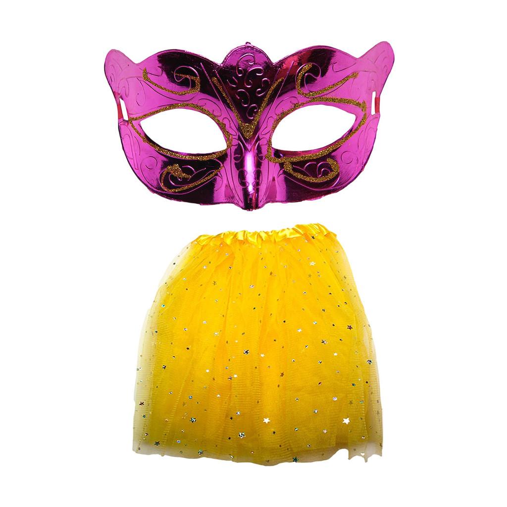Kit Máscara De Carnaval Mais Saia De Tule 40cm Look Perfeito