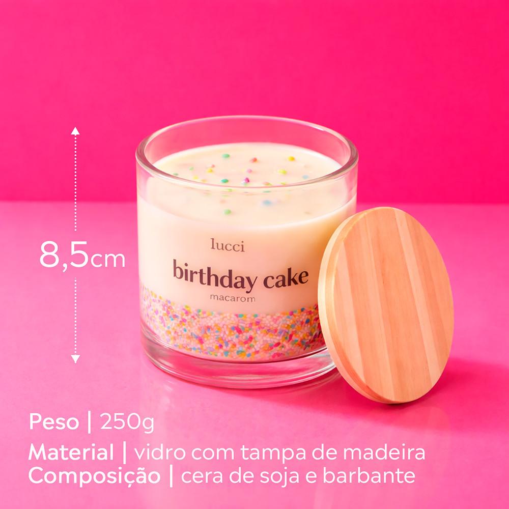 Vela Decorativa Aromática Birthday Cake Vidro Com Tampa 250g