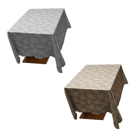 Toalha De Mesa Jacquard Bordado Folhas Rafimex Poli-Bambu 180Cm