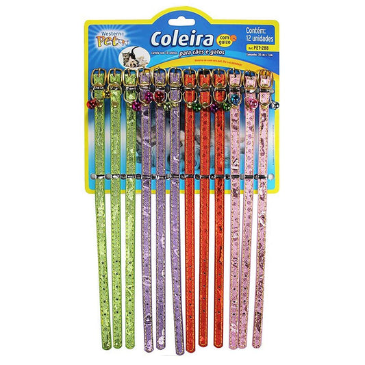 Coleira Para Cães E Gatos Com Guizo 12 Peças