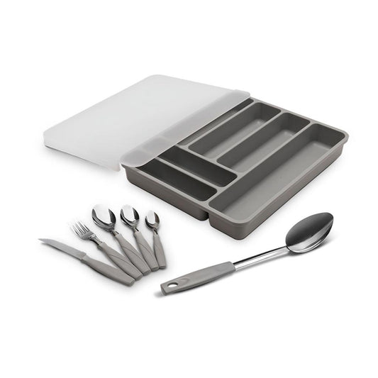Faqueiro Itaparica + Organizador 32 peças - Cinza