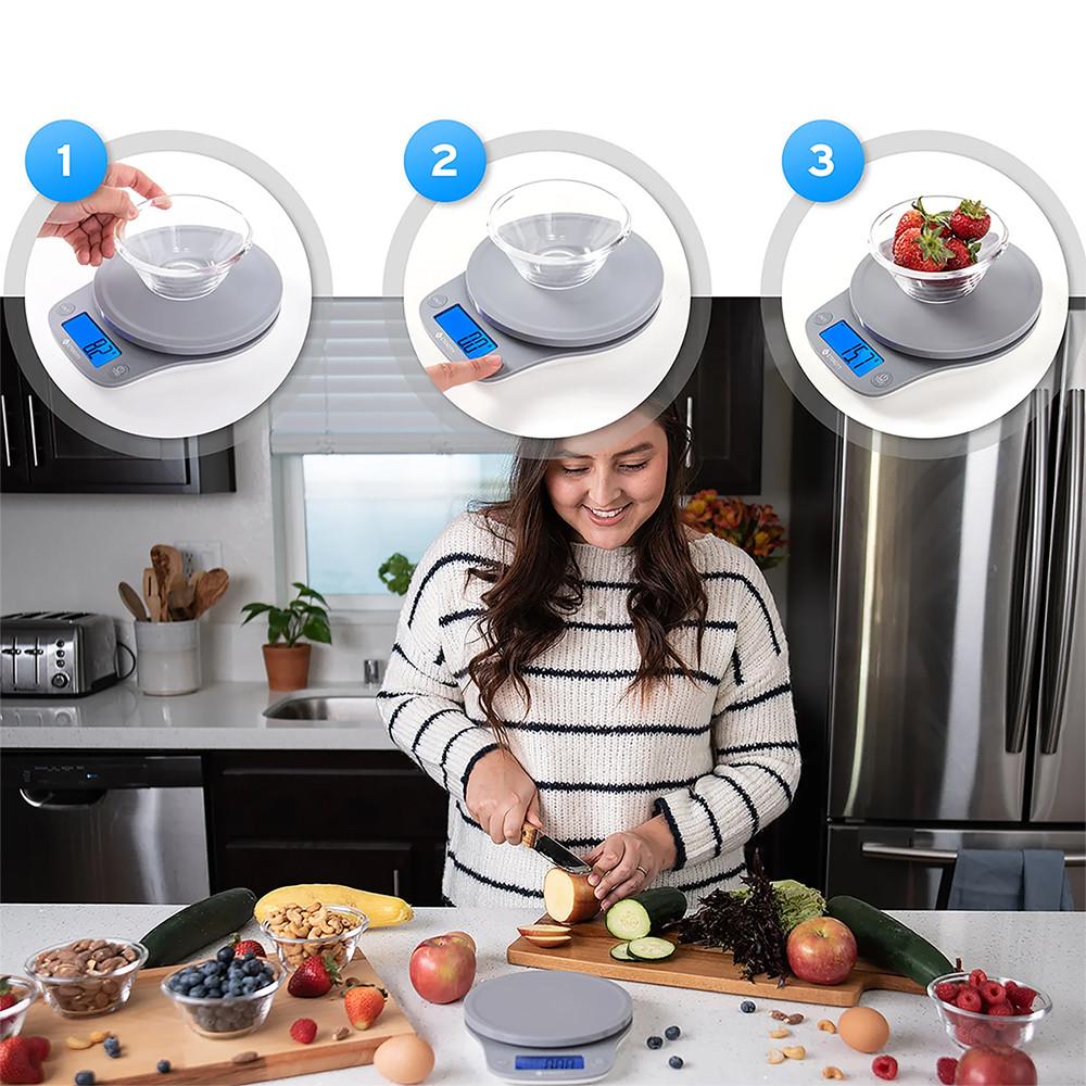 Balança Digital De Cozinha Com Ampla Plataforma De Pesagem E Capacidade Até 5000g