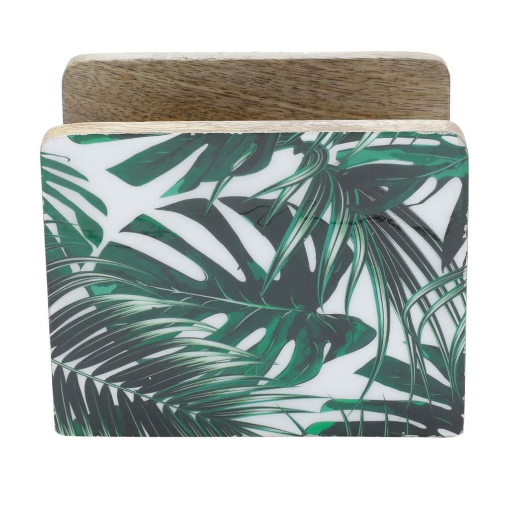 Porta guardanapo em madeira Leaf 13x8x10cm