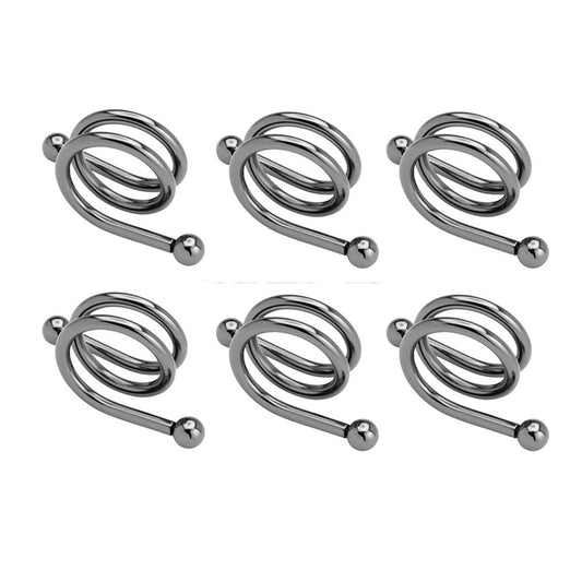 Conjunto com 6 Anéis para guardanapos de aço espiral Black 4x4cm