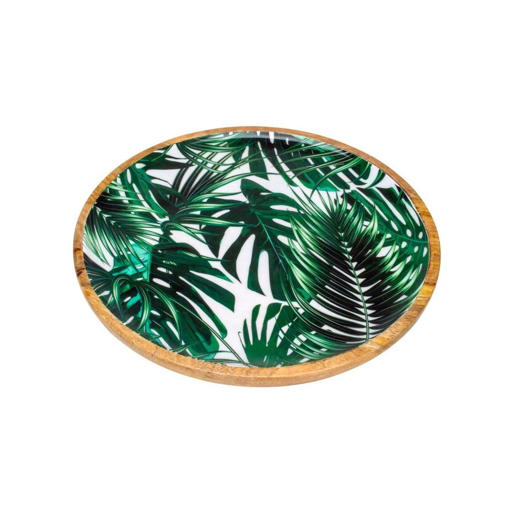 Bandeja Leafage redonda em madeira 35x3cm