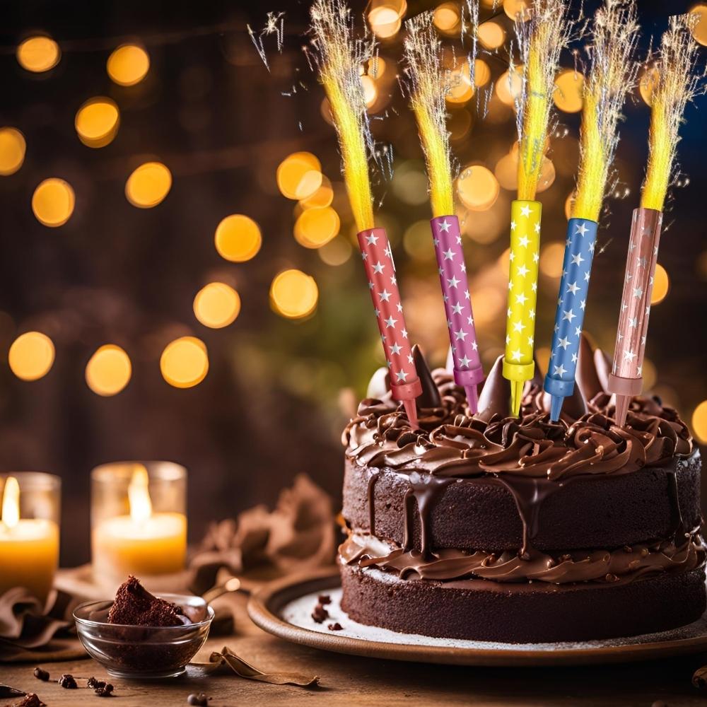 Vela Aniversário Vulcão Chama Foguete Cascata - Silver Festa