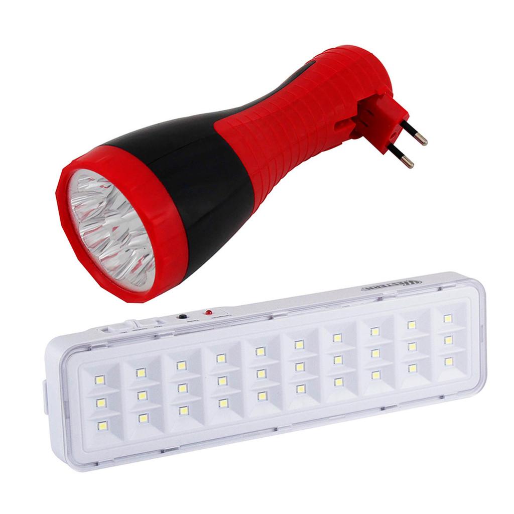 Lanterna Recarregável 9 Leds Western e Luz De Emergência 30 Leds