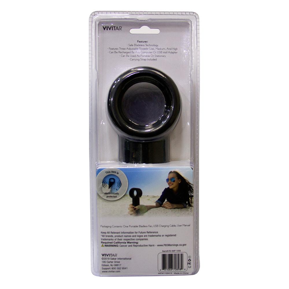 Ventilador USB portátil Vivitar sem pás, 3 velocidades e bateria interna