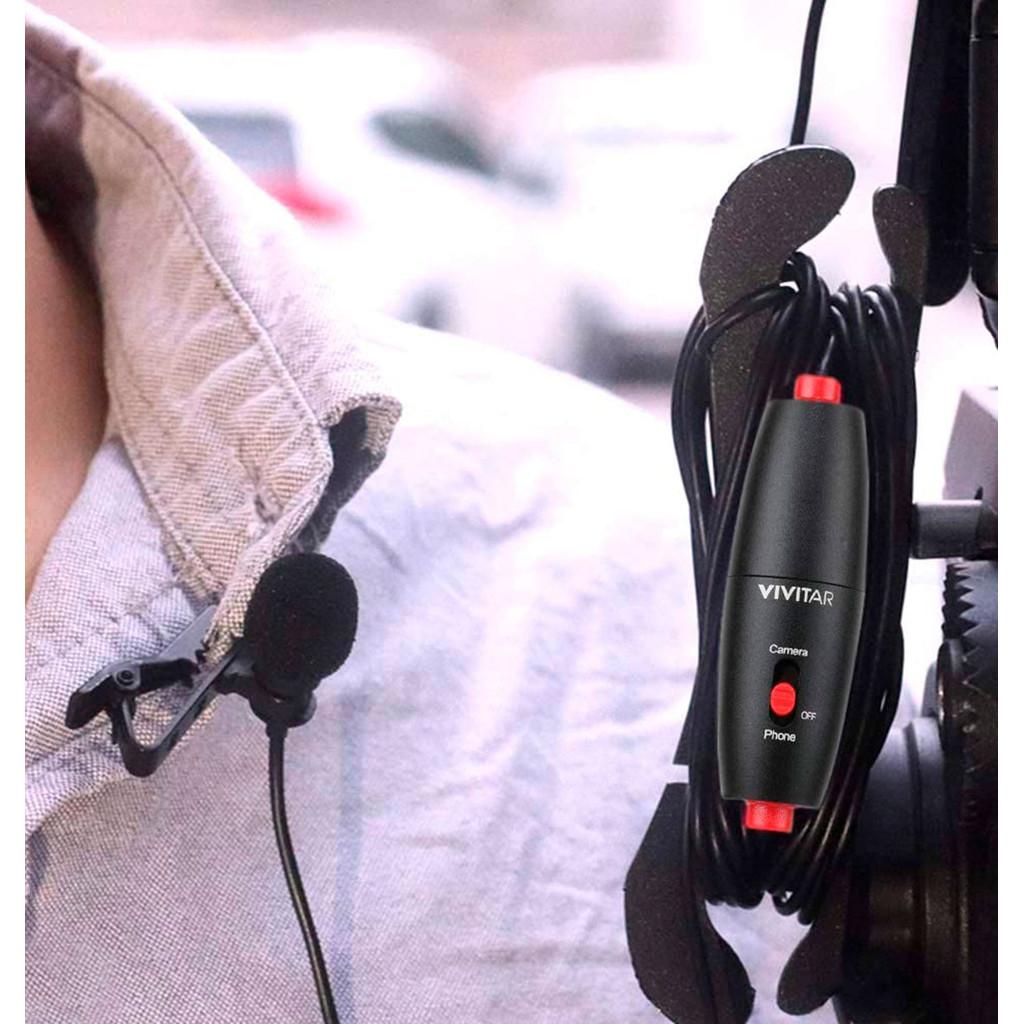 Microfone Vivitar Vlogger Profissional com cabo de 6m e adaptador USB