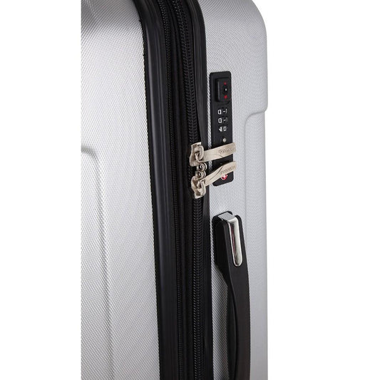 Mala viagem Primicia ABS Giro 360° Média - Prata + Travesseiro de pescoço preto - Fibrasca