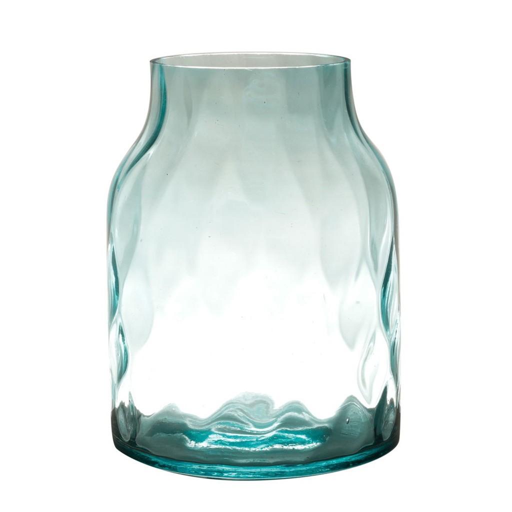 Vaso de Vidro Transparente 15 cm x 20 cm x 12 cm em cor Suavemente Azulada